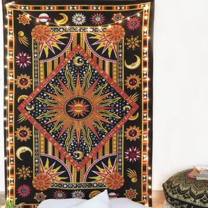 Oussum Sun & Moon Cotton Twin Tapestry for Home Decor Halloween